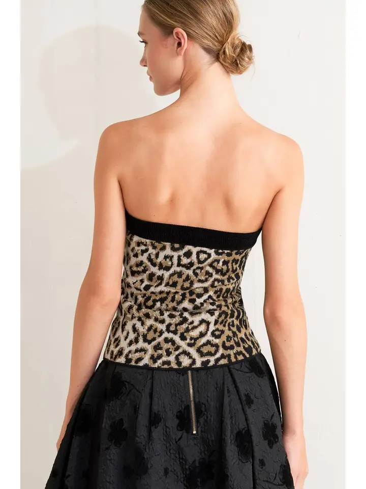 Leopard Print Strapless Tube Top - Trendy Women's Fashion – Pink