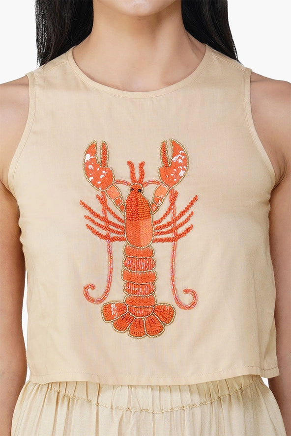 Candy Beaded Lobster Sleeveless Top