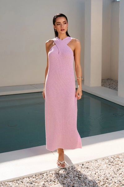 Lavender Luxe Criss Cross halter Maxi Dress