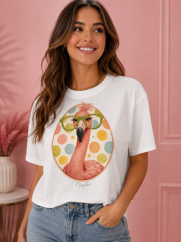 Naples Flamingo Glam Boxy Tee