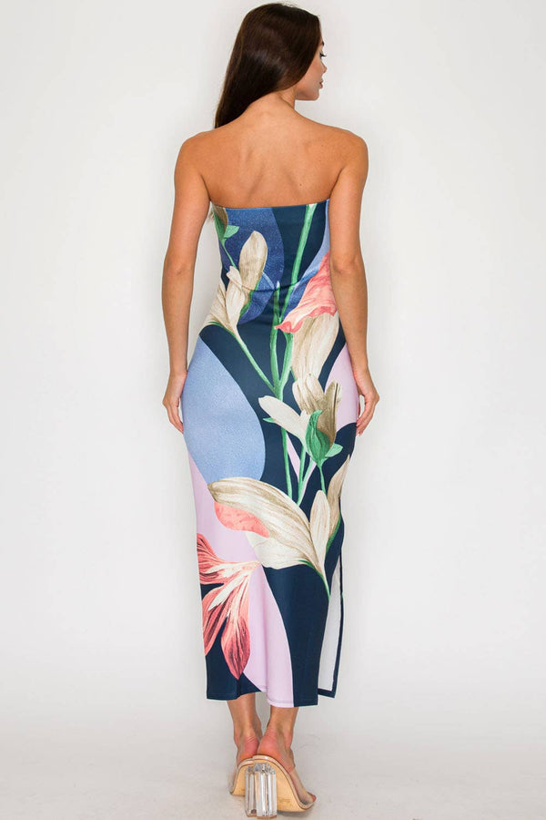 Tropical Orchid Glow Strapless Dress