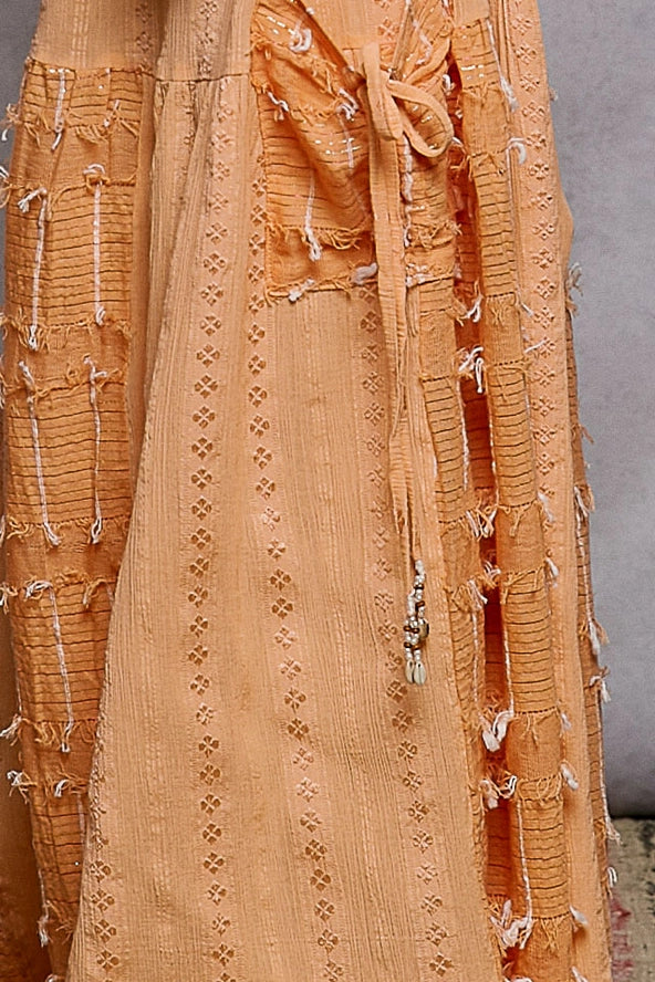 Apricot Smocked Waist Textured Palazzo Pants