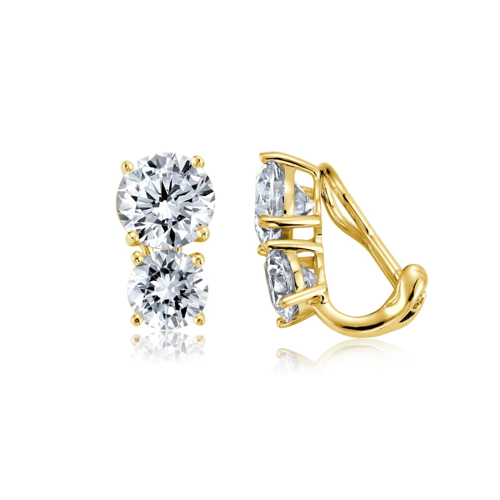 2 Stone Clip Earrings Finished in 18kt Yellow Gold 6ctw