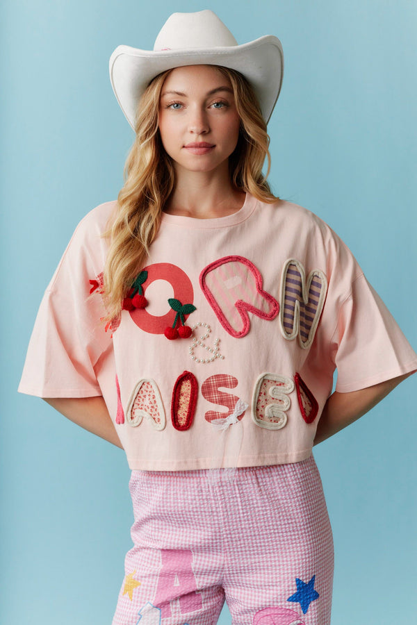 Born & Raised 3D Embellished  Cropped Tee
