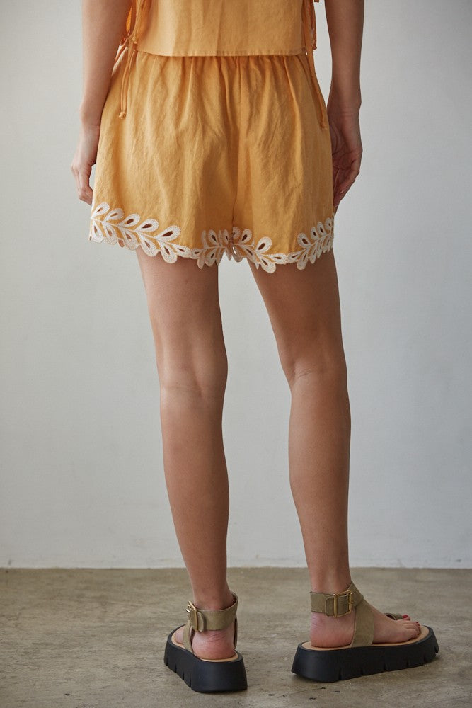 Sundaze Embroidered Eyelet Side Tie Top with Shorts