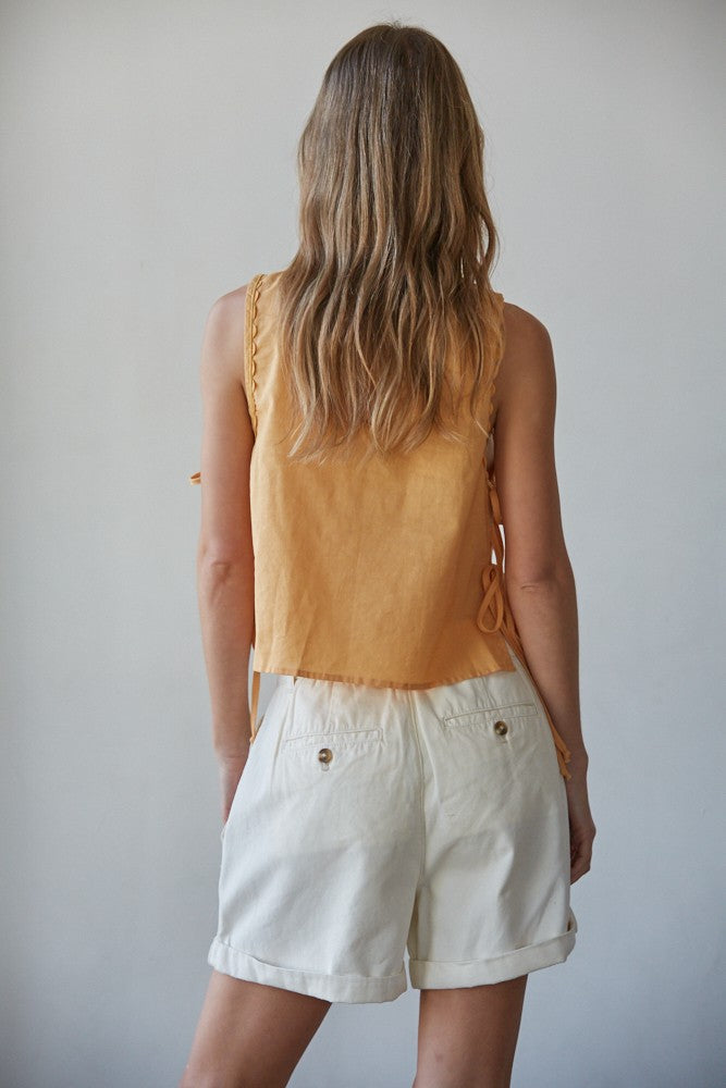Sundaze Embroidered Eyelet Side Tie Top with Shorts