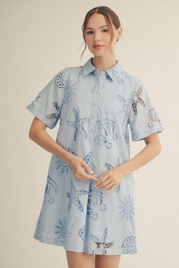 Seaside Eyelet Shirt Dress