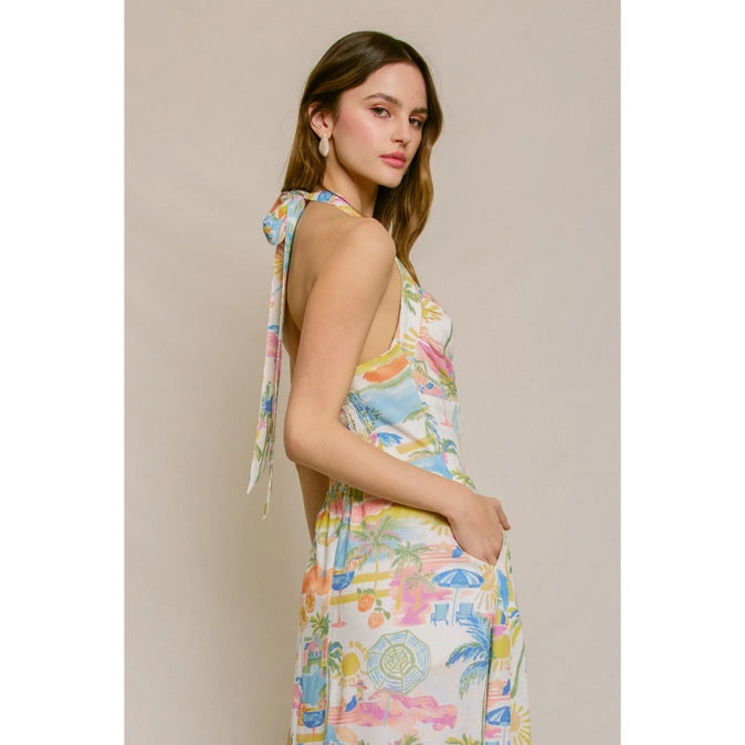 Coastline Beachy Halter Midi Dress