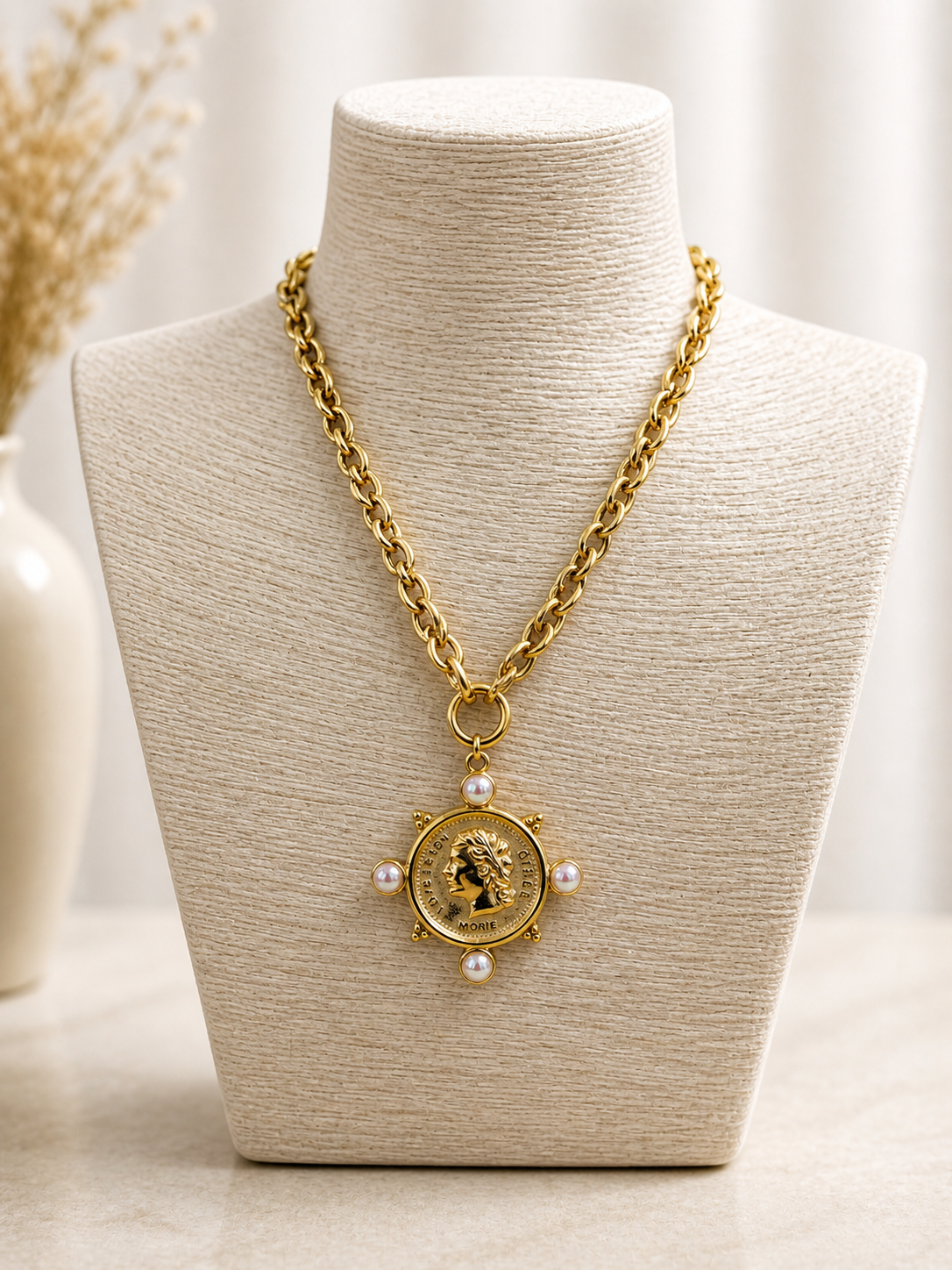 Vintage Pearl Aurelia Coin Necklace