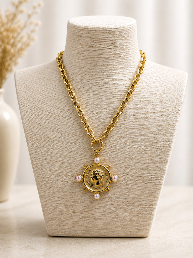 Vintage Pearl Aurelia Coin Necklace