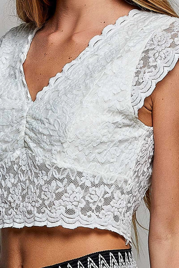 Ivory Scalloped Lace Bralette