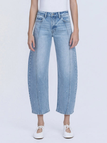 Hi Rise Barrel with Subtle Studs Jeans