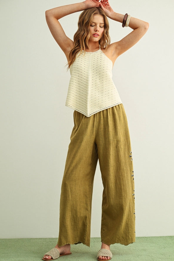 Crochet Knit Halter Neck Tie Top
