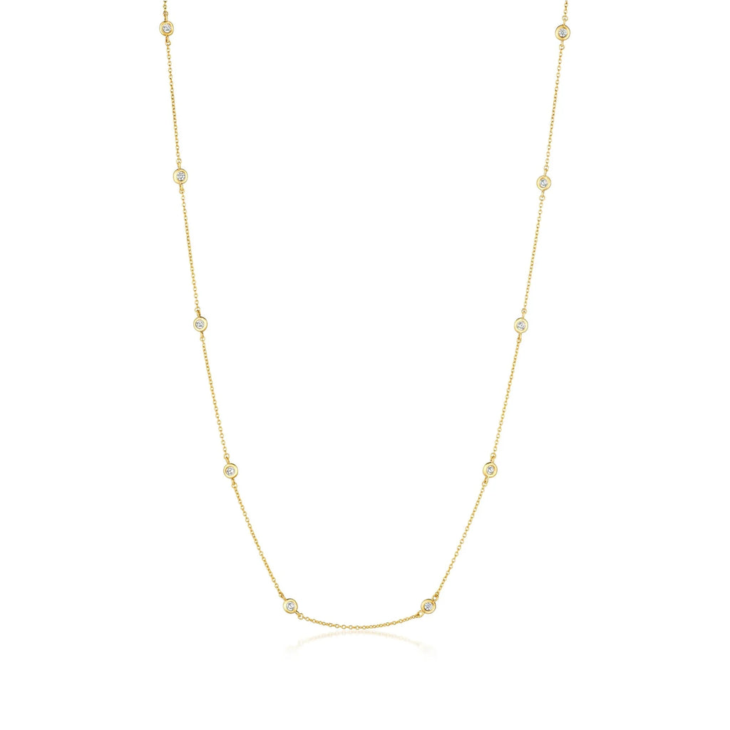 Bezel 16" Necklace Finished in 18kt Yellow Gold -2mm