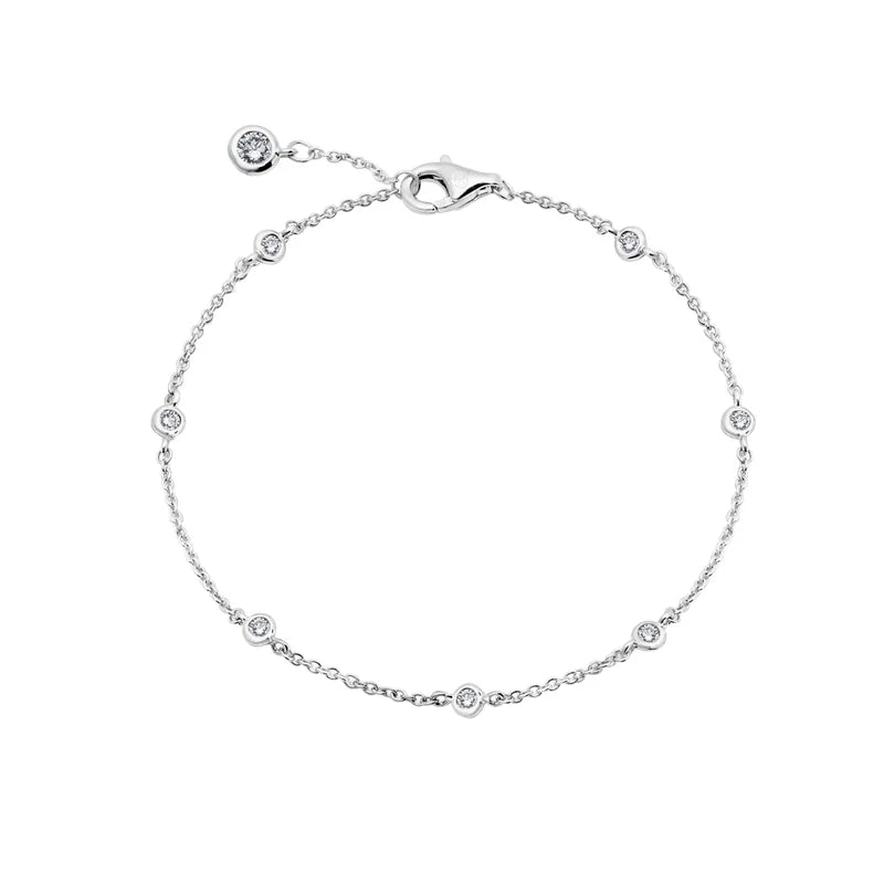 Small Bezel Station Anklet Finished in Pure Platinum