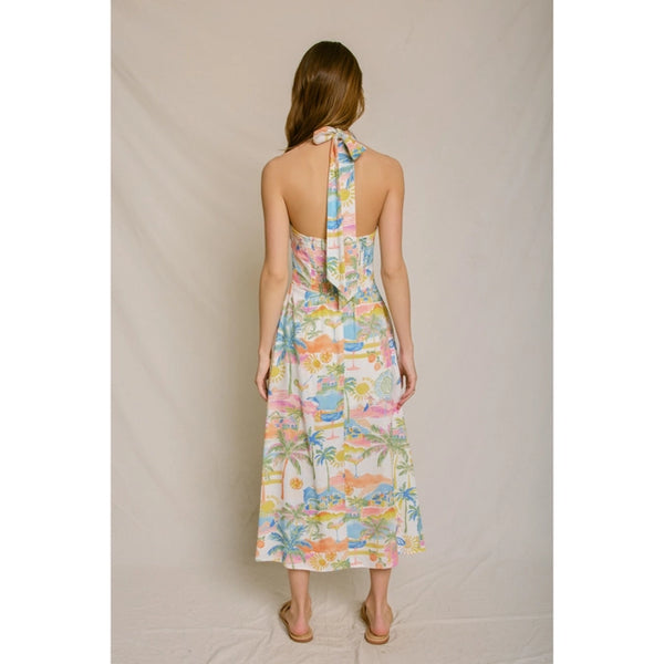 Coastline Beachy Halter Midi Dress