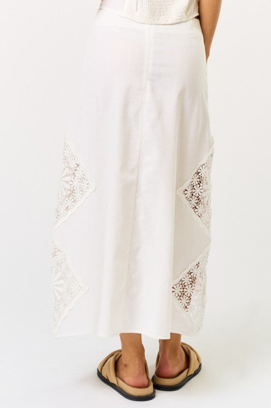 Patch Detailed Maxi Skirt featuring embroidered diamond shapes; perfect for women's boutique clothing and summer collection.