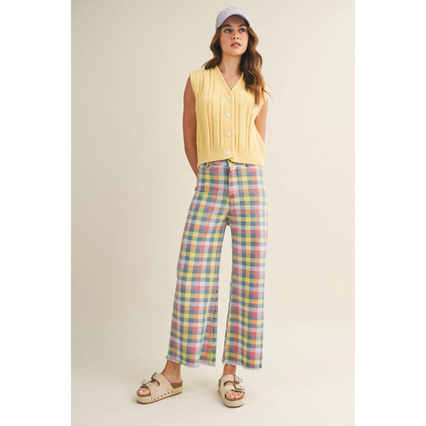 Sunshine Plaid Wide Leg Pants