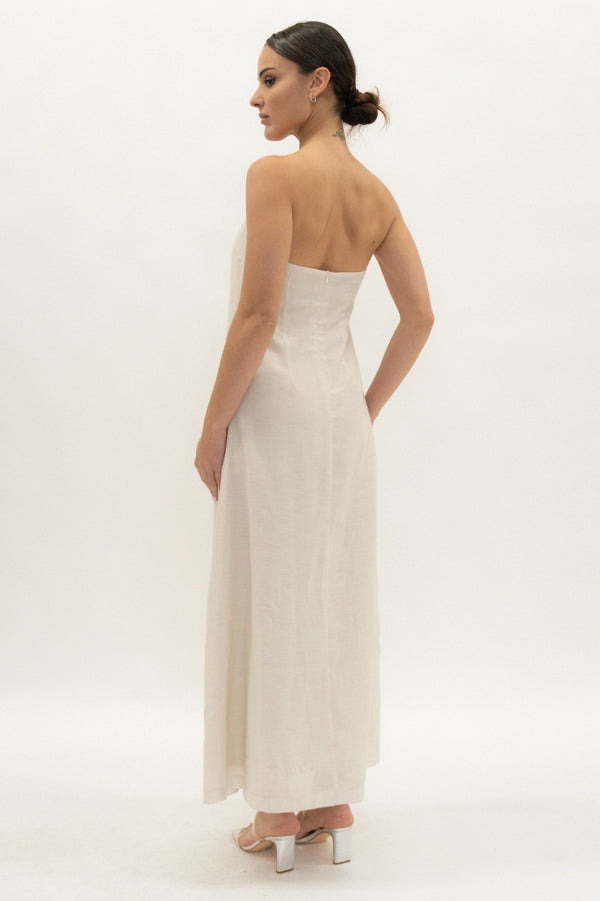 Ivory Lilly Strapless Maxi Dress