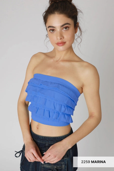 Layered Ruffle Tube Top - One Size