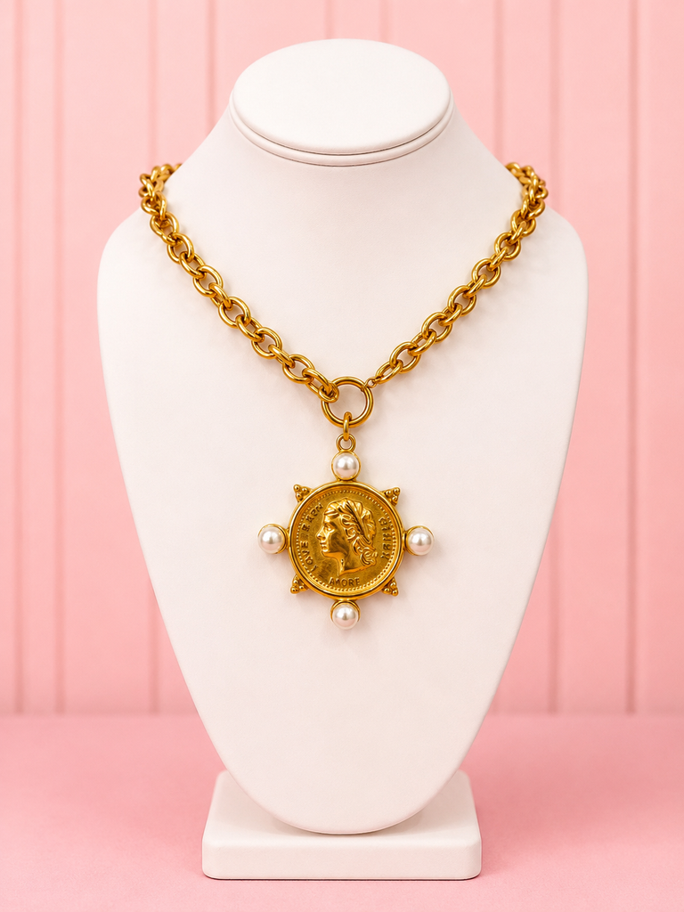 Vintage Pearl Aurelia Coin Necklace