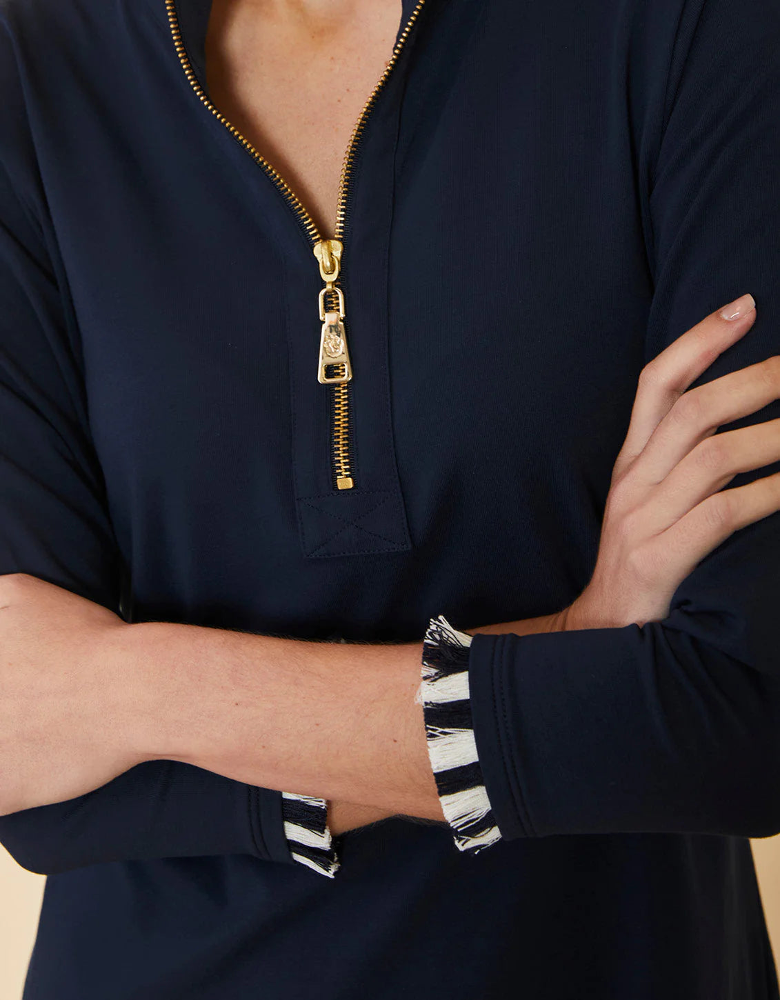 Nora Half-Zip Fringe Dress Slate Blue