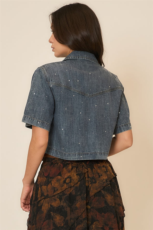Diamond Dust Denim Short Sleeve Shirt