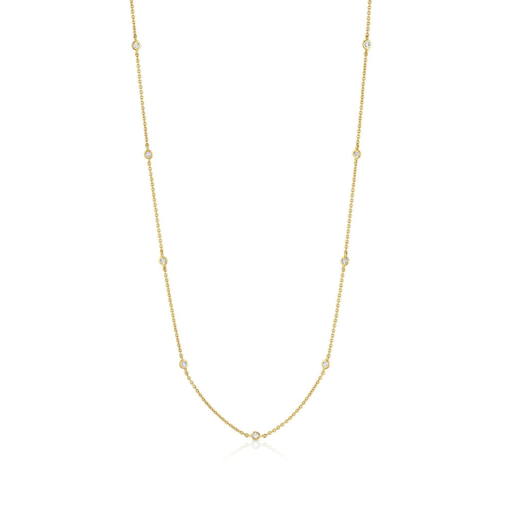 Bezel 16" Necklace Finished in 18kt Yellow Gold -4mm