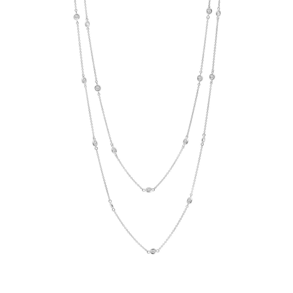 Bezel 36" Necklace Finished in Pure Platinum- 4mm