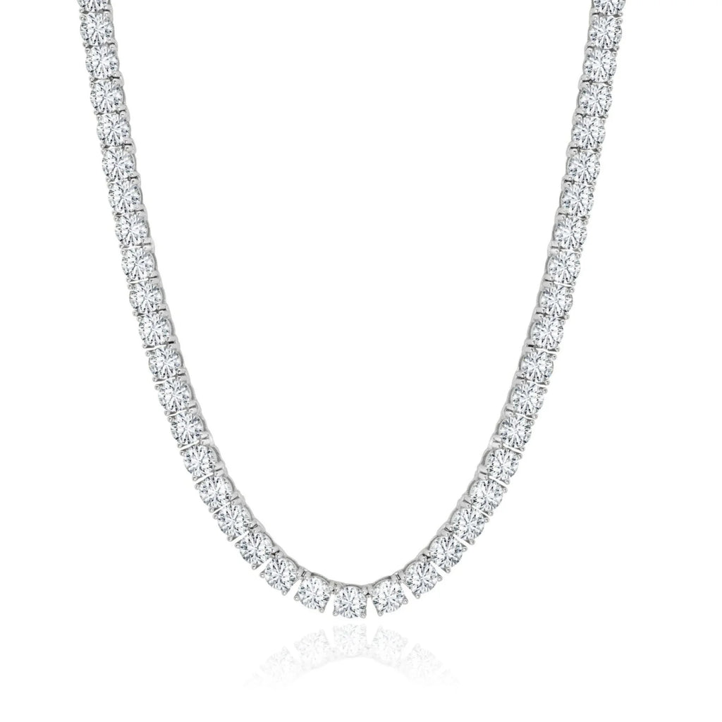 Classic Tennis Necklace Finished In Pure Platinum - 18" 23.35Ctw
