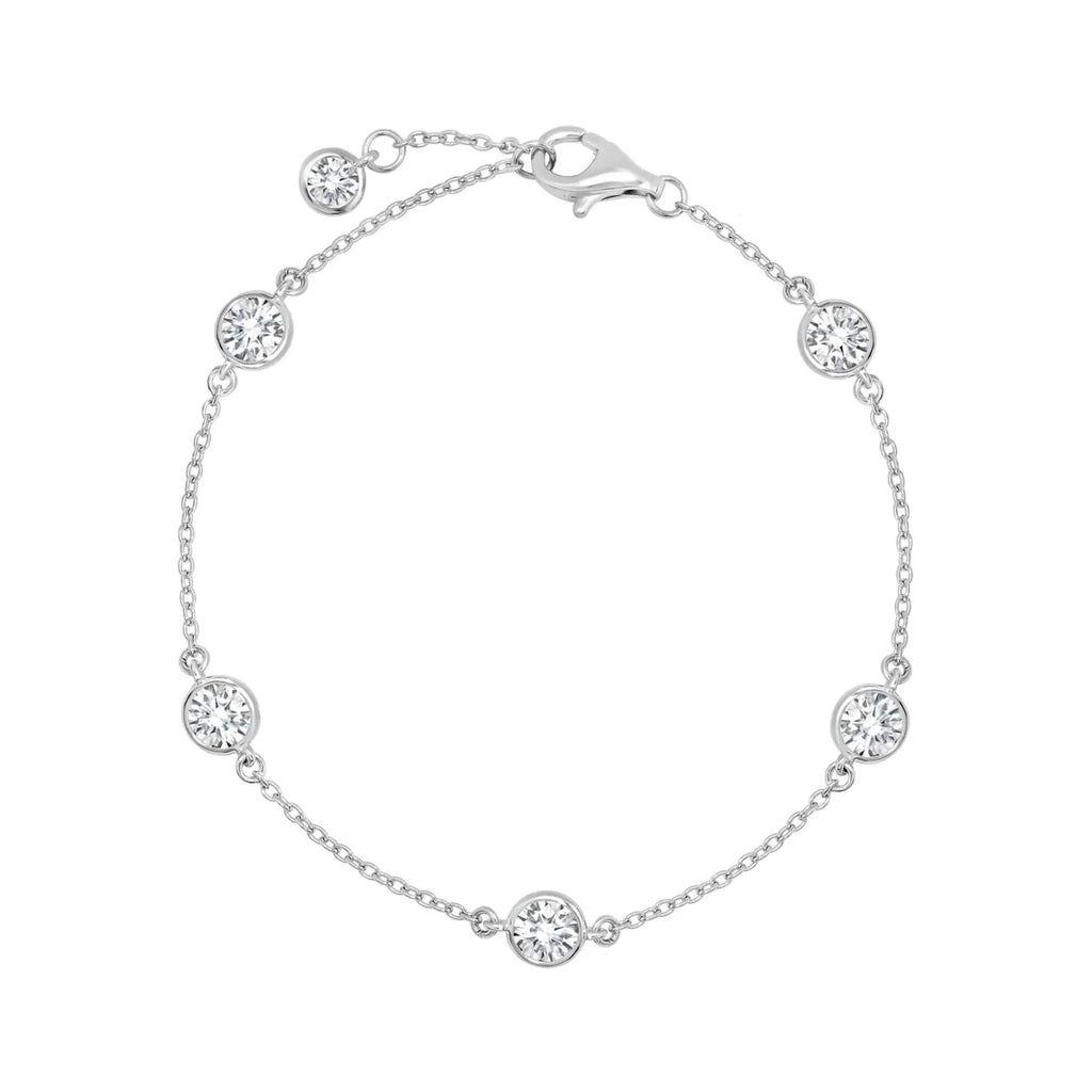 Bezel Set Station Bracelet Finished in Pure Platinum - 4mm