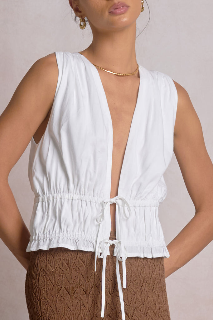 Sleeveless Open Front w/Ties