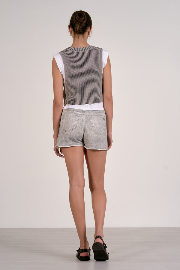 Sydney Top White T Shirt Attached Grey Sweater Vest