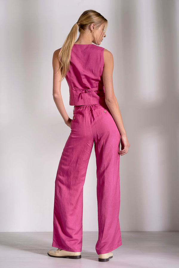 Pleated Front Fuchsia Pants