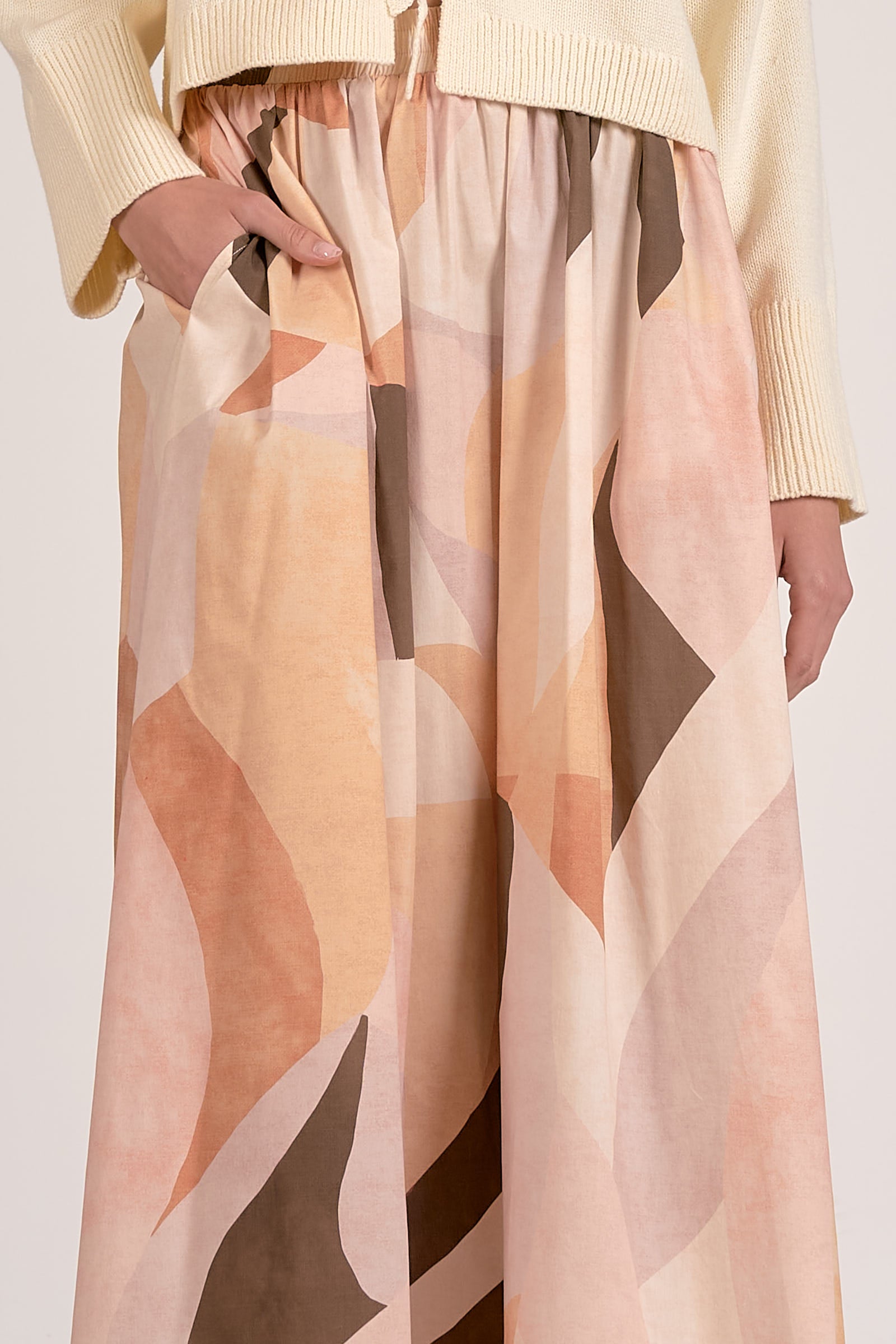 Geo Print Elastic Waist Long Skirt