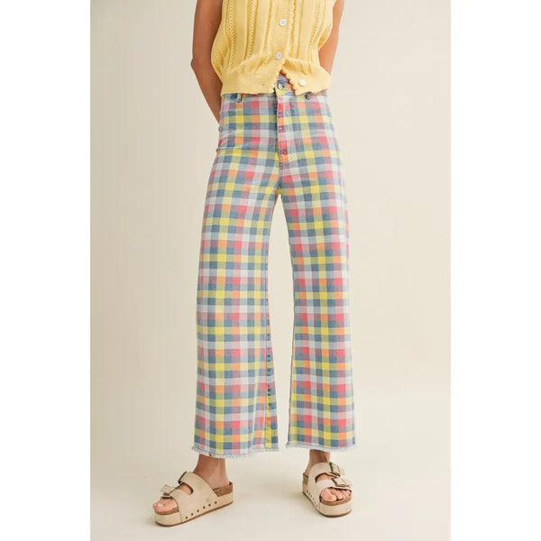 Sunshine Plaid Wide Leg Pants