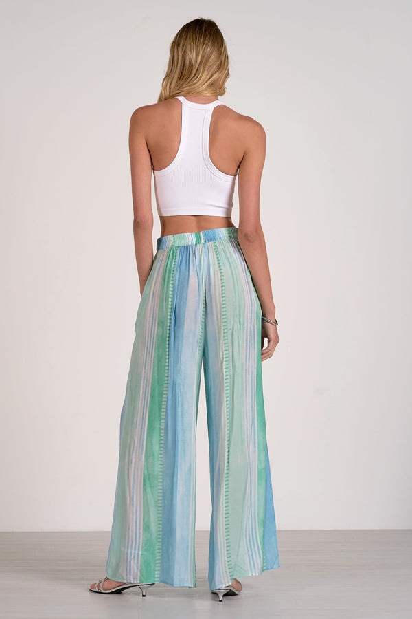 Sea Glass Elastic Waist Wide Leg Pants