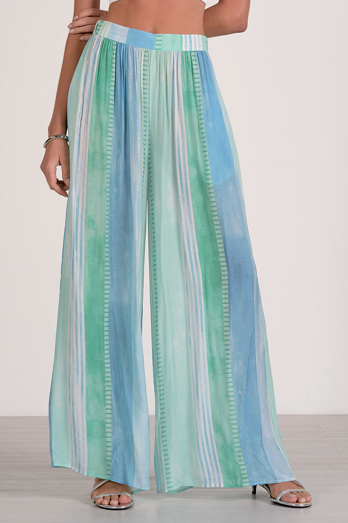 Sea Glass Elastic Waist Wide Leg Pants