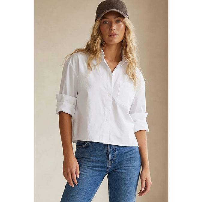 Rolled Sleeve Button Up Blouse