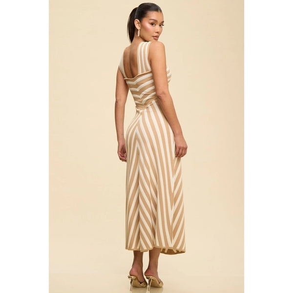 Tan & Ivory Stripe Knit Dress