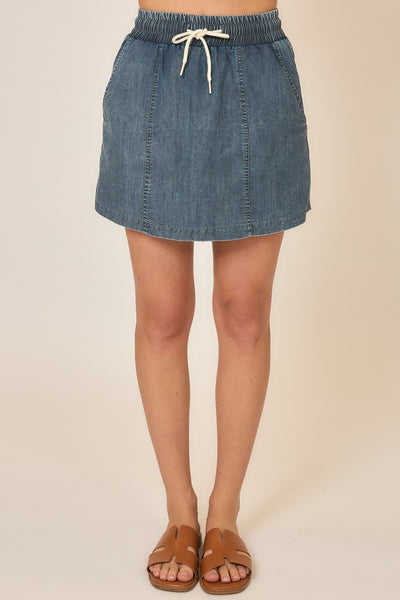 Denim Skort with Slip Pockets