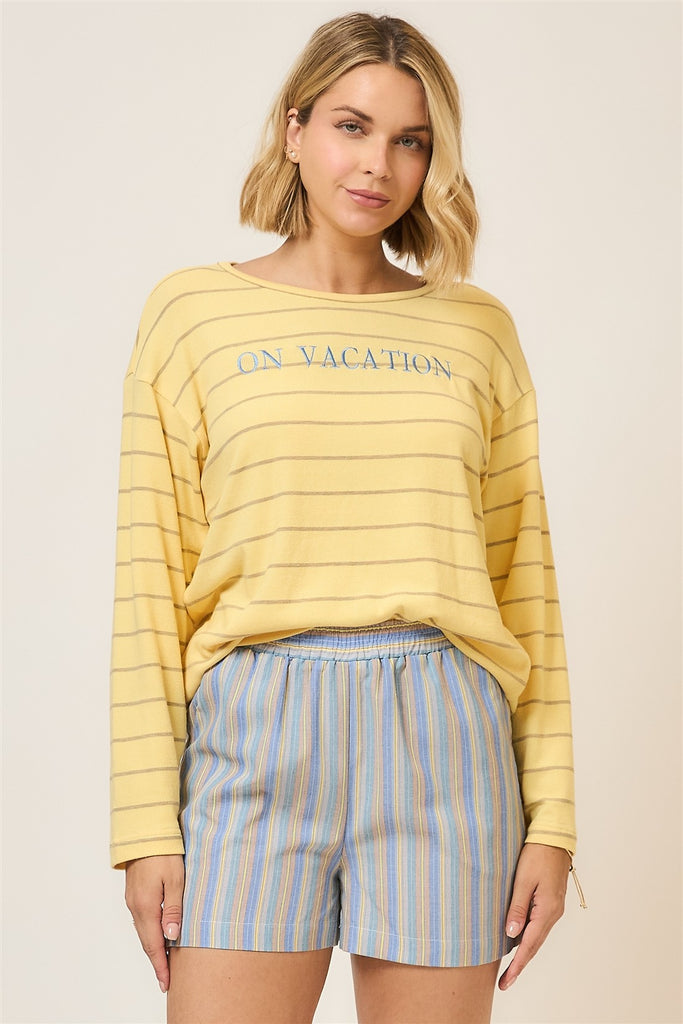 Naples Getaway "On Vacation" Stripe Top
