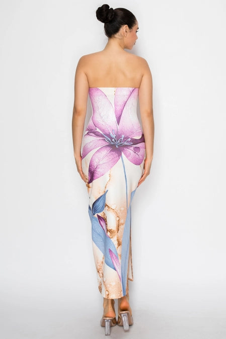 Floral Print Maxi Slit Dress