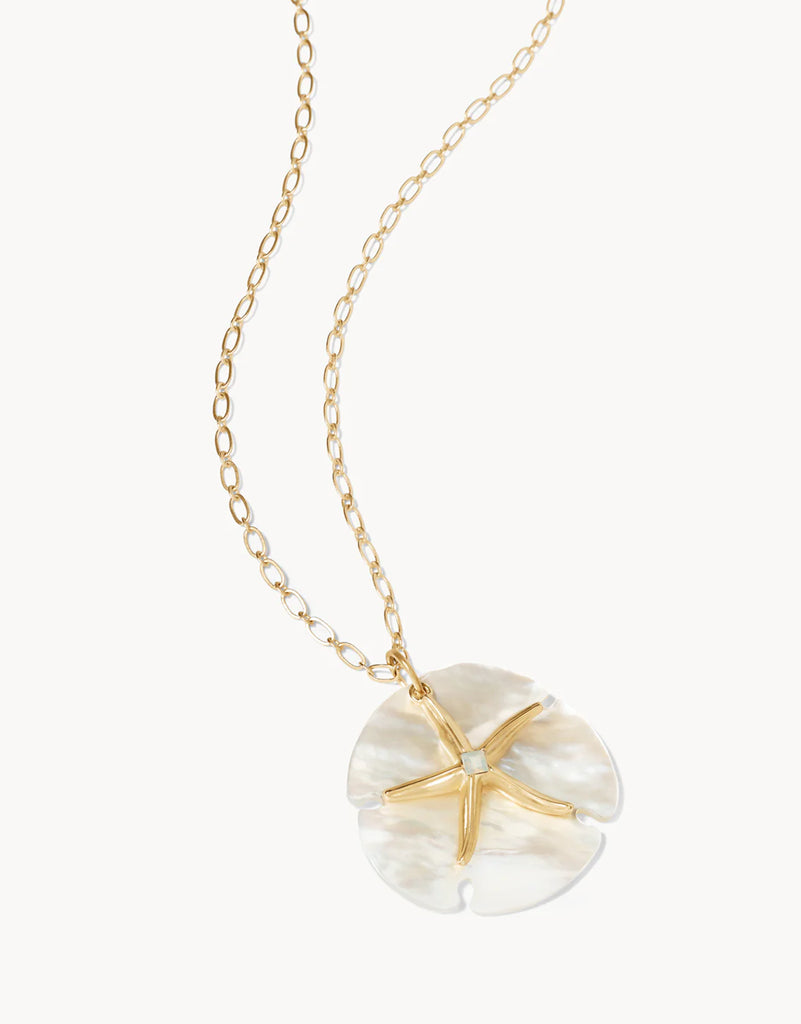 Star Sand Dollar Necklace Gold/Pearlescent