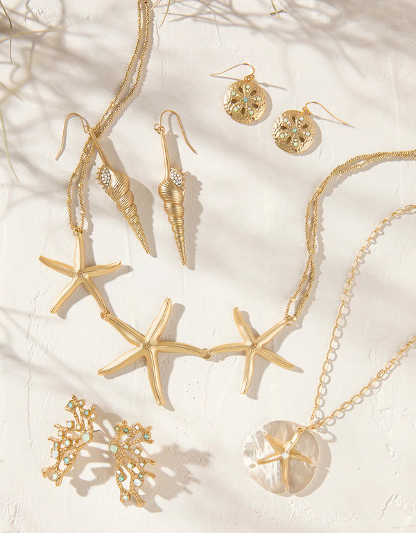 Star Sand Dollar Necklace Gold/Pearlescent