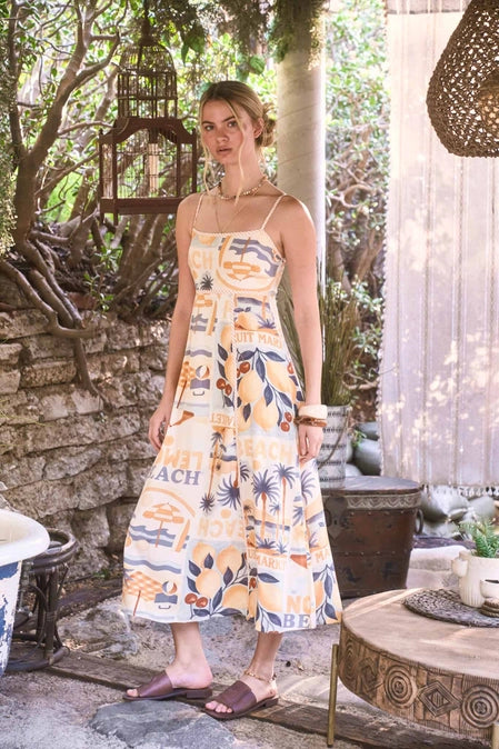 Golden Coastline Midi Dress