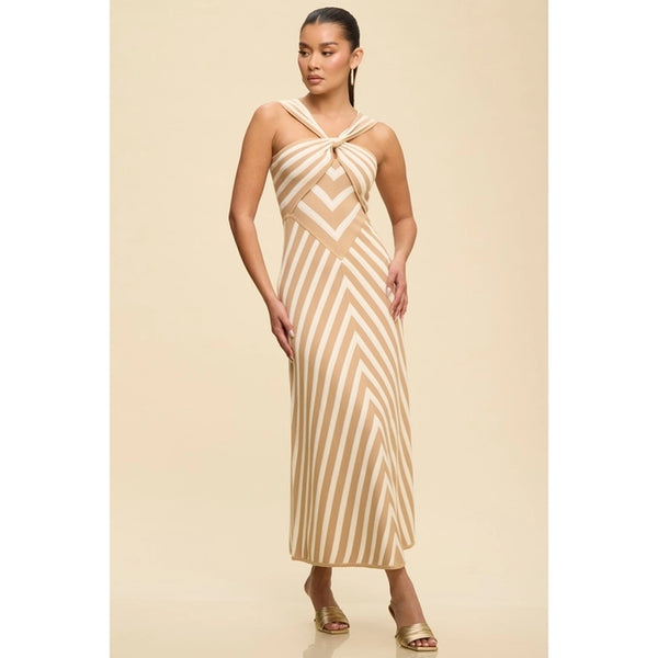 Tan & Ivory Stripe Knit Dress