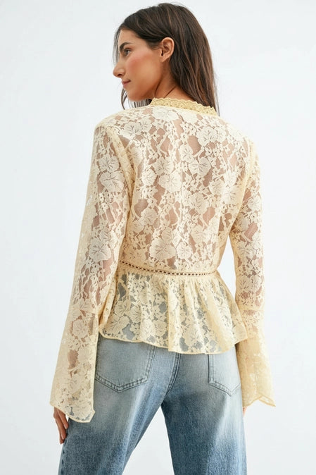 Ivory Romance Lace Bell Sleeve Top
