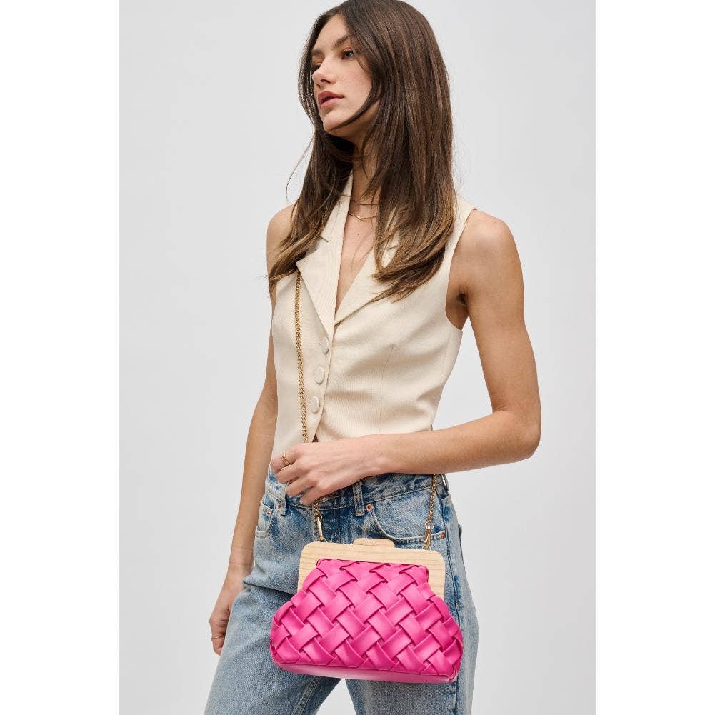 Matilda Woven Clutch in Hot Pink, perfect accessory for women's boutique clothing and summer collection boutique.