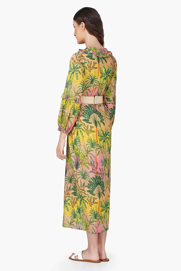 Endless Summer Printed Ruffle  Belted Dress